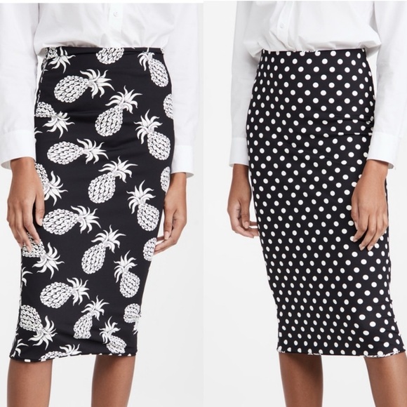 Le Superbe Dresses & Skirts - Le Superbe Two Timer Reversible Skirt Pineapple Polka Dot Black White Stretch